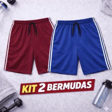 Imagem de Kit com 2 Bermudas Plus Size Masculino Dry Fit Secagem Rápida Ccalção 