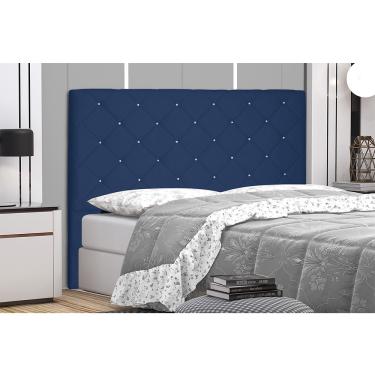 Imagem de Cabeceira Tania Para Cama Box Casal 140 cm Suede Azul Marinho - D'Rossi