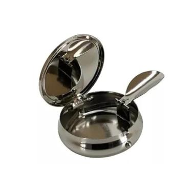 Imagem de Cinzeiro de Bolso em Metal Aço Inox Automático - Portátil Compacto para Viagens, Outdoor e Uso Diário - Resistente e Prático
