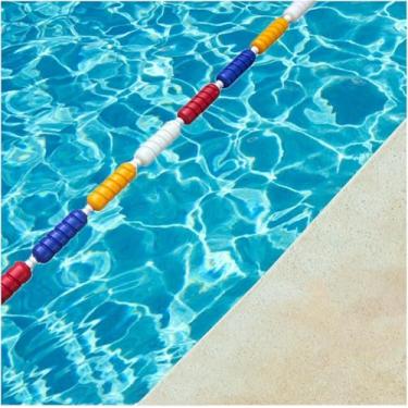 Imagem de Corda de segurança para piscina - Divisor de pista flutuante de 24 m com boias, cordão espiral de fácil instalação para segurança de piscina interna/externa, linhas de pista de natação duráveis
