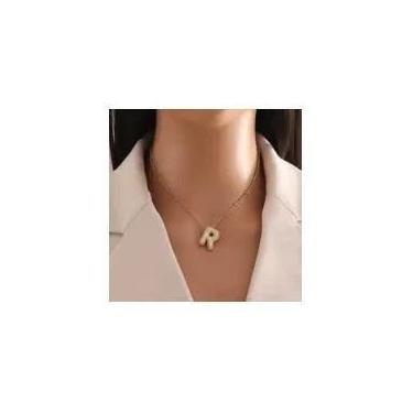Imagem de Colar Feminino Banhado a Ouro 18K Com Pingente De Zircônia Letra A-Z E