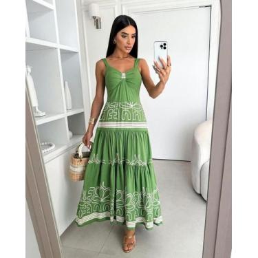 Imagem de vestido longo estampado  - Lefalu, M, Preto