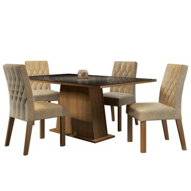 Imagem de Conjunto Sala de Jantar Grazi Mesa Tampo de Vidro Madesa