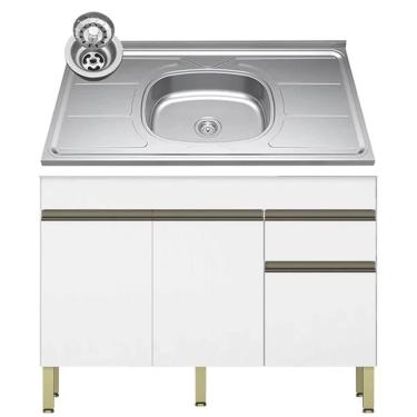 Imagem de Balcão Gabinete 3 Portas Com Pia 150cm Lina K02 Supremo - Mpozenato