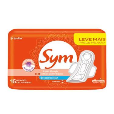 Imagem de Absorvente Sym Seca com Abas 16 Unidades
