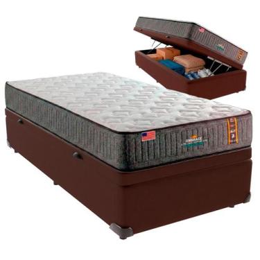 Imagem de Cama Box Baú Solteirão e Colchão Embrace Molas Ensacadas King Coil Mar