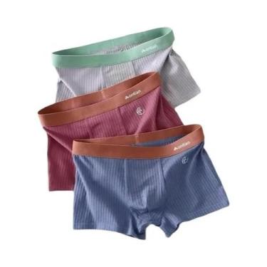 Imagem de Cuecas Boxer Masculinas De Algodão, Pacote Com 3, Confortáveis E Respi