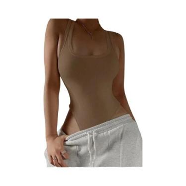 Imagem de Body Feminino De Tricô Sem Mangas Com Ombro a Ombro, Sensual E Justo, 
