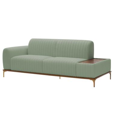 Imagem de Sofá Molino 3 Lugares 180cm C/mesa Auxiliar Esquerdo Pés Ouro.f Bouclé Verde Claro - Ne...
