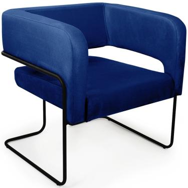 Imagem de Poltrona Decorativa Scarlett Base Aço Preto Veludo Azul Royal - Nexta Casa