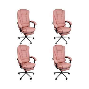 Imagem de Kit 4 Cadeiras Presidente Ergonômica Apoio Para Pés Rosa