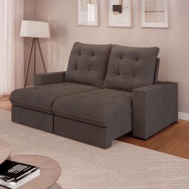 Imagem de Sofá Retrátil Reclinável 3 Lugares Roma 2,40m Veludo Marrom