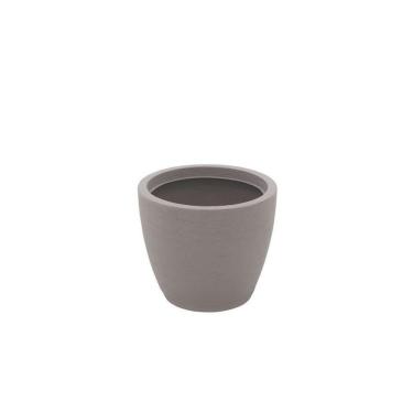 Imagem de Vaso para Plantas Asteca Redondo 32CM em Polietileno Concreto com Prato para Jardim