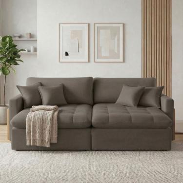 Imagem de Sofá Cama 2 Lugares Retrátil Reclinável 180cm Atena Marrom