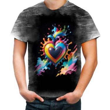 Imagem de Camiseta Desgaste do Orgulho LGBT Coração Amor 12 - Kasubeck Store®, B