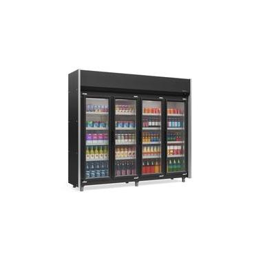 Imagem de Expositor 4 Portas Preto GEAS4P 4 Prateleiras 220v Gelopar