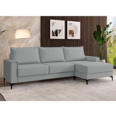 Imagem de Sofá 3 Lugares 270cm Com Chaise E Pés Metálicos Multimóveis CR45343 Ci