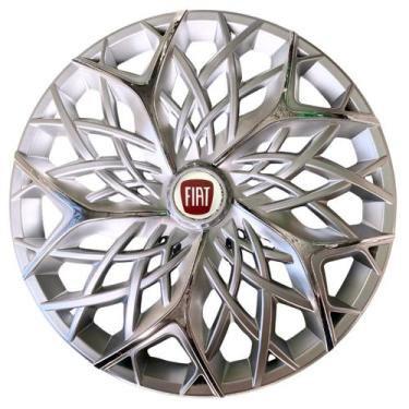 Imagem de Calota esportiva aro 13 moove silver chrome + emblema resinado fiat ve