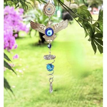 Imagem de Suncatcher Captador De Energia Águia Dourado E Olho Grego Feng Shui - 