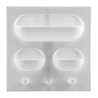 Imagem de Porta-Objetos Suspenso Le 22x22cm com 3 Divisórias Branco