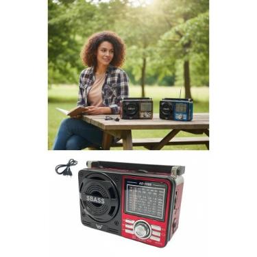 Imagem de Rádio Vintage Portátil FM AM USB AUX - X-Bass Vermelho - Congratulatio