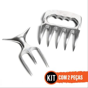 Imagem de Garra De Urso  + Garfo Tridente Metal Alumínio Churrasco Top