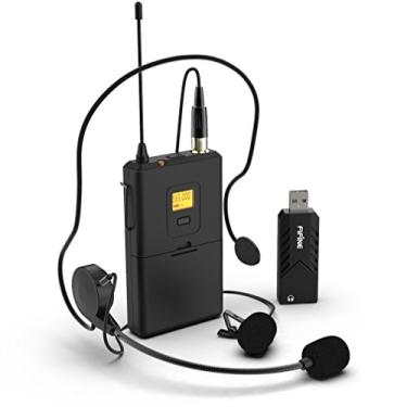 Imagem de Microfones sem fio para computador, sistema de microfone sem fio FIFINE USB para PC e Mac, fone de ouvido UHF sem fio com receptor USB, transmissor, fone de ouvido e clipe, lapela de lapela Mic-K031B