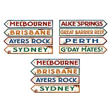 Imagem de Beistle Recortes de placa de rua australiana 12 peças, 9,5 cm x 60,3 cm, multicolorido