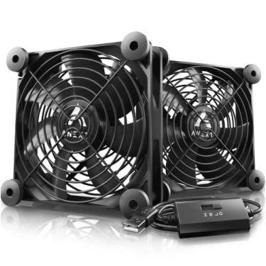 Imagem de ANEXT, Ventilador de computador USB de 120 mm preto, ventilador de 120 mm, ventilador silencioso para receptor DVR, PlayStation, Xbox, computador, armário, refrigeração, série ANEXT, 2 pacotes (preto, 1 duplo)