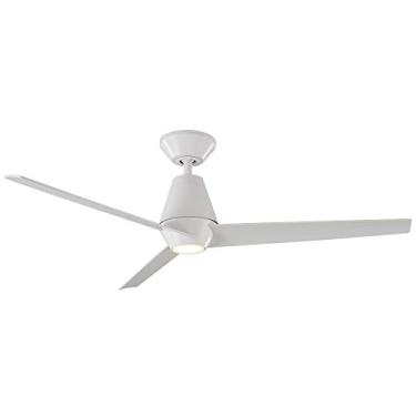 Imagem de Ventilador de teto inteligente de 3 lâminas para ambientes internos e externos, branco fosco de 132 cm com kit de luz LED de 3000 K e controle remoto