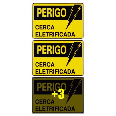 Imagem de Combo 6 Placas De Sinalização Perigo Cerca Eletrificada 20x15 Acesso - S-219 F9e