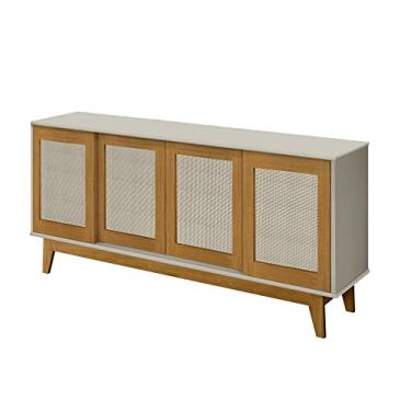Imagem de Balcão Aparador Buffet Retrô 4 Portas Detroid - Off White com Madeira - Tebarrot
