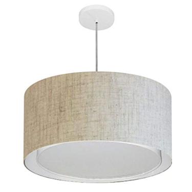 Imagem de Lustre Pendente Cilíndrico Duplo Cúpula Tecido 30/50x40 cm, Vivare Iluminação, Pendente4295 RST, Rustico Bege, Médio