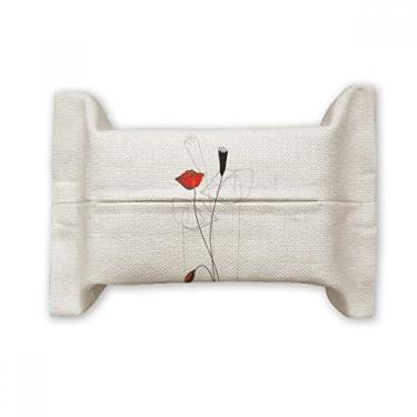 Imagem de Red Flower Bud Capa de papel para lenços faciais de milho de arte abstrata Bolsa de linho de algodão