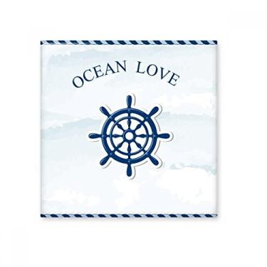 Imagem de Azulejo de cerâmica azul marinho leme oceano amor mar velejando decalque brilhante pedra adornada tijolo vitrificado