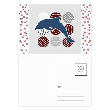 Imagem de Cartão postal de Natal com desenho de círculo de golfinho ilustrado com flores de Natal Cartão postal Bênção