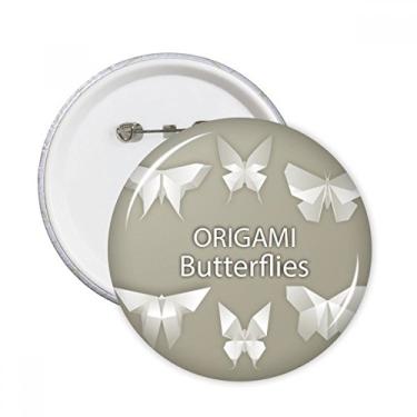 Imagem de Borboleta abstrata branca padrão origami pinos redondos distintivo decoração roupas 5 peças presente