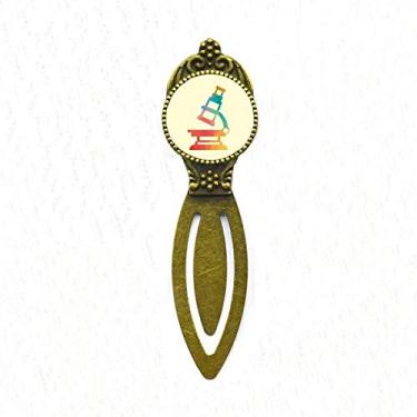 Imagem de Marcador de livro retrô com estampa de microscópio de desenho animado com estampa de química