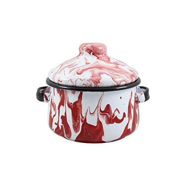 Imagem de Mini Caçarola 10 Esmaltada Marmorizada Vermelha - 500 ml - Ewel