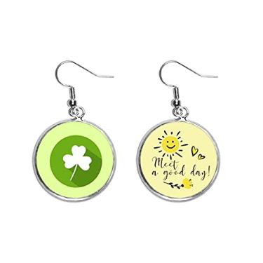 Imagem de Brinco de flor de sol irlandês dia nacional verde gota orelha joia moderna