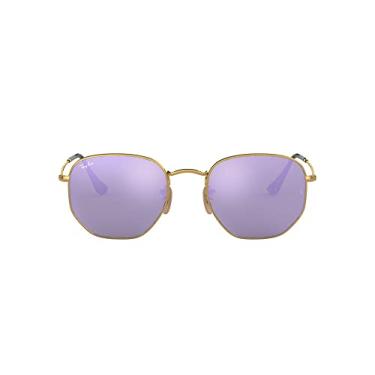 Imagem de Óculos de sol Ray-Ban RB3548N com lente plana hexagonal, flash dourado/lilás, 54 mm