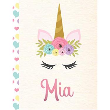 Imagem de Mia: Personalized Unicorn Primary Handwriting Notebook For Girls With Pink Name - Dotted Midline Handwriting Practice Paper - Kindergarten to Early ... - Grades K-2 Composition School Exercise Book