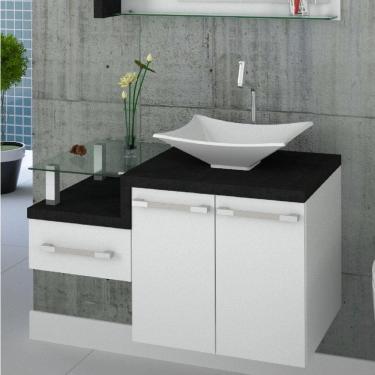 Imagem de Gabinete para Banheiro Legno 830W Compace Branco/Preto Onix