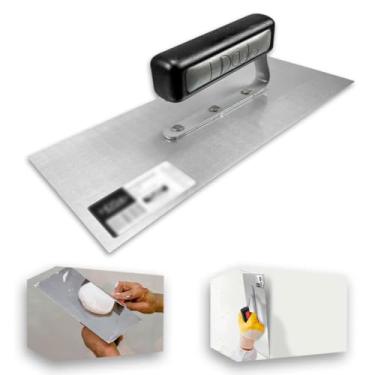 Imagem de Desempenadeira Lisa Galo Inoxidável 1512/00 29x12cm Para Massa Corrida e Texturas Aço Zincado Cabo Aberto Profissional