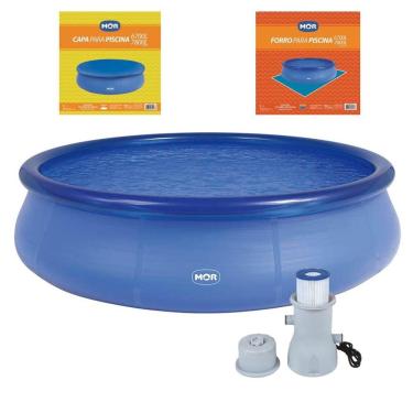Imagem de Kit Piscina Inflável 6700 Litros + Capa + Forro + Filtro - Mor