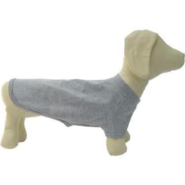 Imagem de Lovelonglong 2019 Trajes de animal de estimação Roupas de cachorro roupas em branco Camisetas para cães grandes médios pequenos 100% algodão 18 coresLovelonglong D-L (for Dachshund -20lbs) cinza