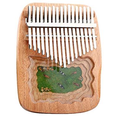 Imagem de Piano de dedo 17 teclas kalimba polegar instrumento musical tradicional, polegar de bolso piano de dedo resina de mogno, piano Mbira para amantes de música, (17 cm x 13 cm) B