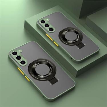 Imagem de Capa com suporte magnético para Samsung Galaxy S23 S22 S21 24 Ultra S20 FE Note 20 S10 Plus M54 Capa fosca de carga, verde militar, para Samsung A52s