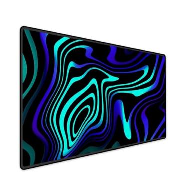 Imagem de Mouse Pad Gamer Deskpad Speed Extra Grande Borda Costurada Profissional 90x40 cm - Aquarela Ciano Roxo