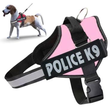 Imagem de Coleira Peitoral Para Cachorro Porte Pequeno Médio e Grande Colete Confortável Policia K9 (Rosa Claro, M)